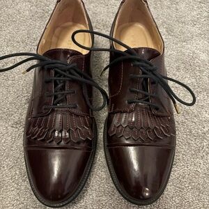 Nine West Dark Burgundy Lace-Up Flats